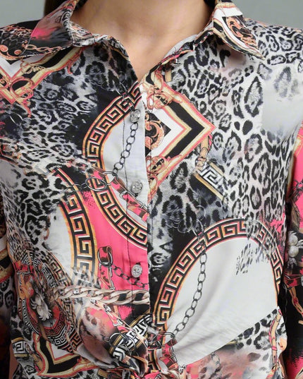 Abstract Print Versace Cropped Shirt