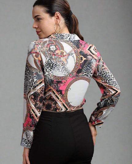 Abstract Print Versace Cropped Shirt