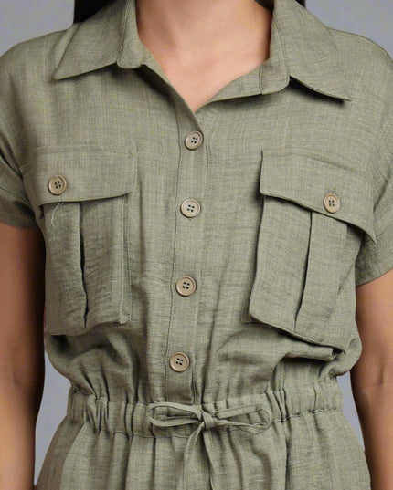 Women Playsuits with Waist Tie-Up