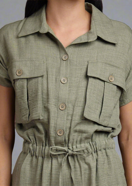 Women Playsuits with Waist Tie-Up