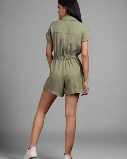 Women Playsuits with Waist Tie-Up