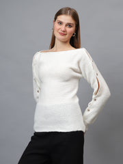 Women's Shoulder Side Buttoned Knitwear Cardigan