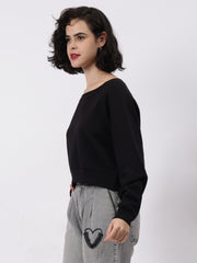 Solid Crop Sweatshirt