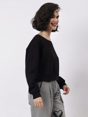 Solid Crop Sweatshirt