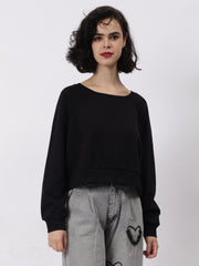 Solid Crop Sweatshirt