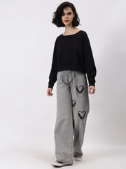 Solid Crop Sweatshirt