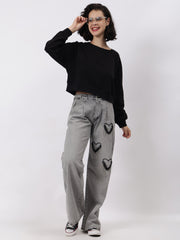 Solid Crop Sweatshirt