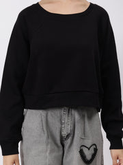 Solid Crop Sweatshirt