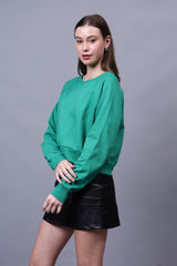 Solid Crop Sweatshirt
