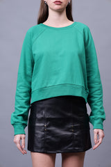 Solid Crop Sweatshirt