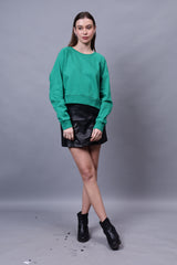 Solid Crop Sweatshirt