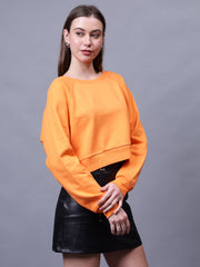 Solid Crop Sweatshirt