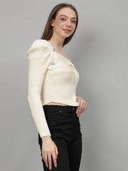 Ribbed Sweetheart Neck Acrylic Pullover Sweater