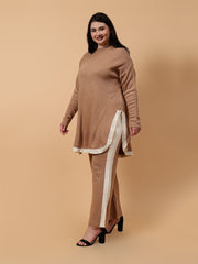 Gaiia Co-Ord Set Plus Size Knitted - Beige