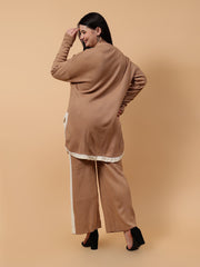 Gaiia Co-Ord Set Plus Size Knitted - Beige