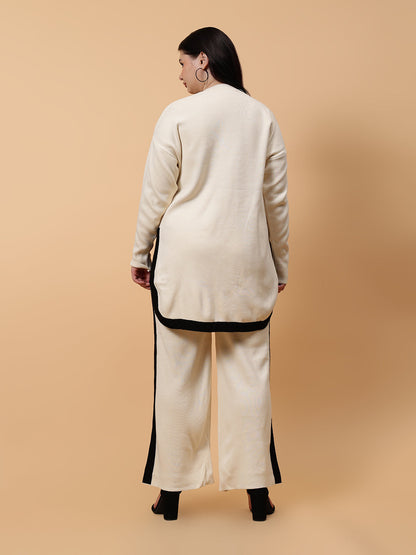 Gaiia Co-Ord Set Plus Size Knitted - Beige