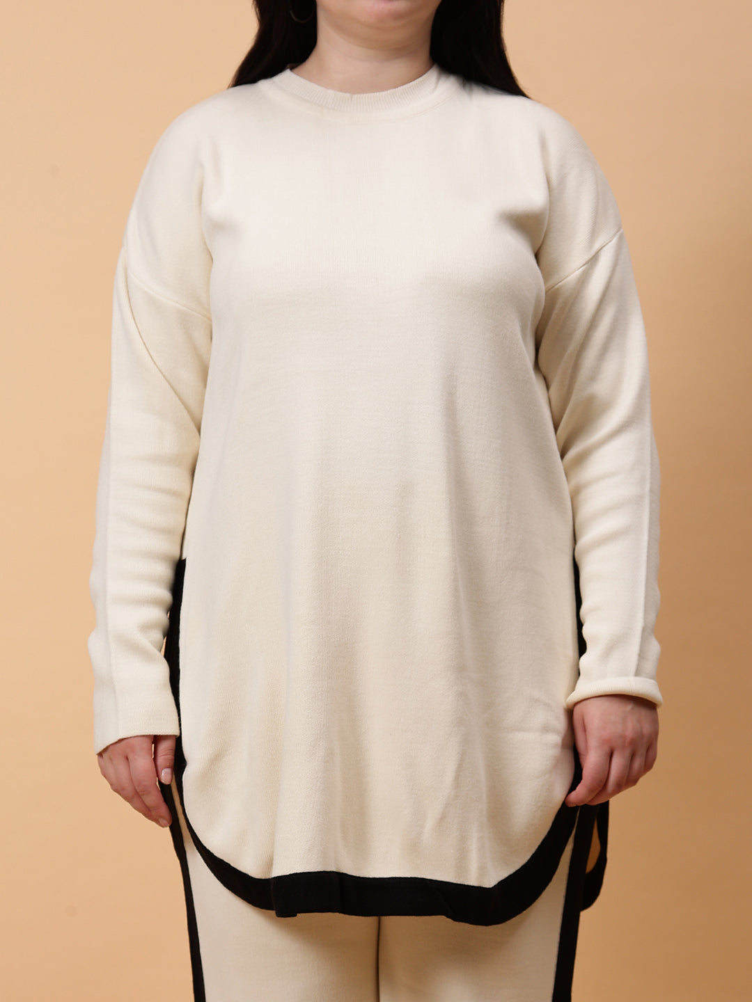 Gaiia Co-Ord Set Plus Size Knitted - Beige