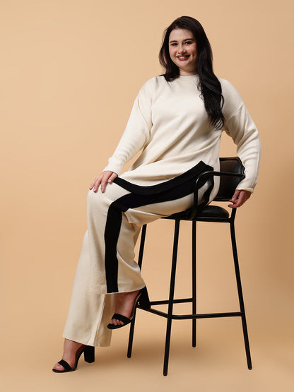 Gaiia Co-Ord Set Plus Size Knitted - Beige