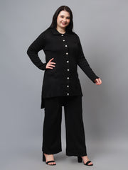 Front Shirt Button with Leg Pants Co-Ord set