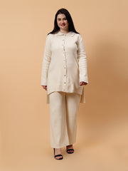 Front Shirt Button with Leg Pants Co-Ord set