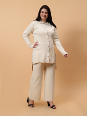 Front Shirt Button with Leg Pants Co-Ord set