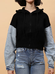 Women Color block hoodieJacket