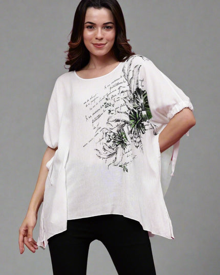 Women White Printed Round Neck T-Shirt