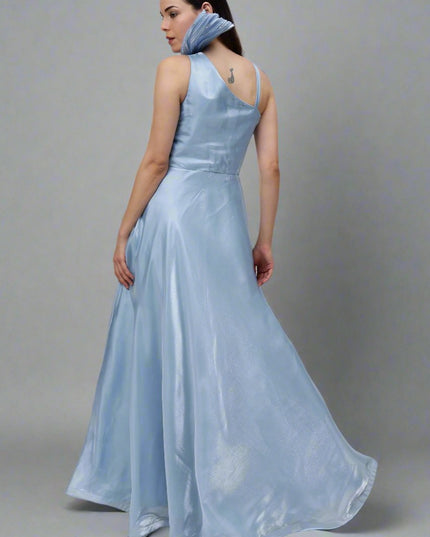 Stunning Blue Sequin Net Embroidery Gown