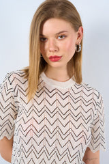 Gaiia Wavy Stripe Knitted Co-Ord Set - White