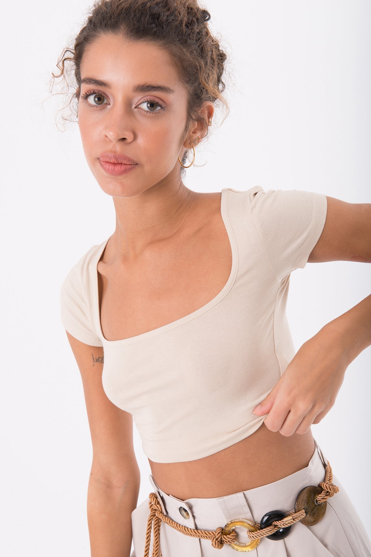 Gaiia Women Short Sleeve Crop Top