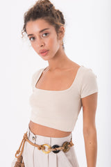 Gaiia Women Short Sleeve Crop Top