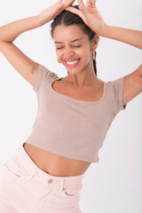 Gaiia Women Short Sleeve Crop Top