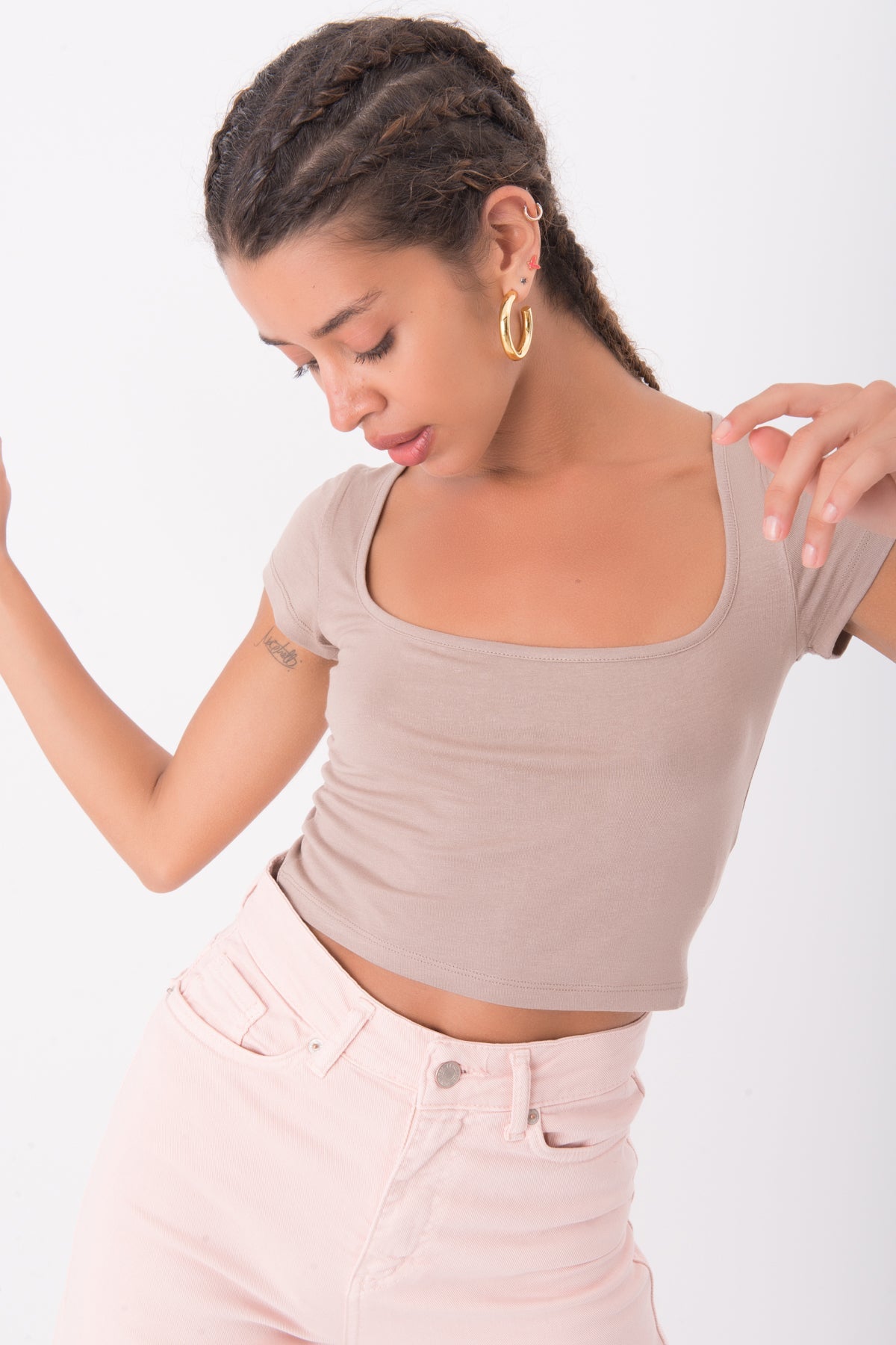 Gaiia Women Short Sleeve Crop Top