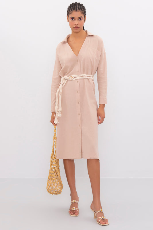 Oversized Midi Length Shirt Dress