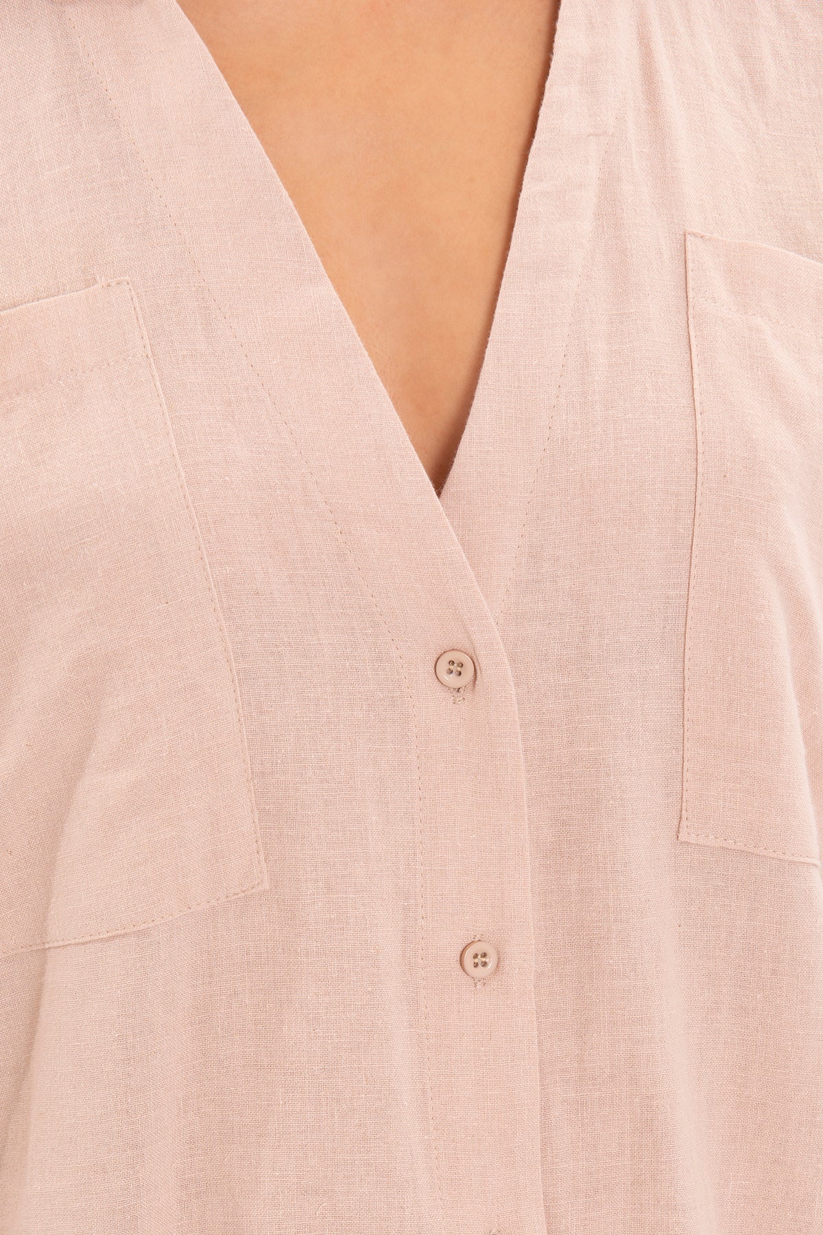 Gaiia Oversized Midi Length Shirt Dress - Beige