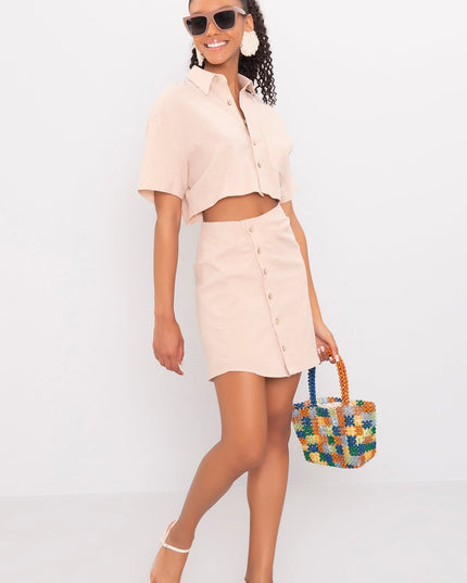 Le Splash' Button-Up CROP TOP & SKIRT SET