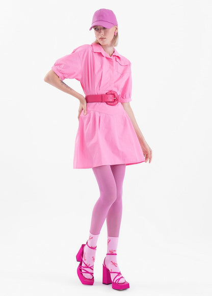 Gaiia Flare Button-Up Mini Shirt Dress