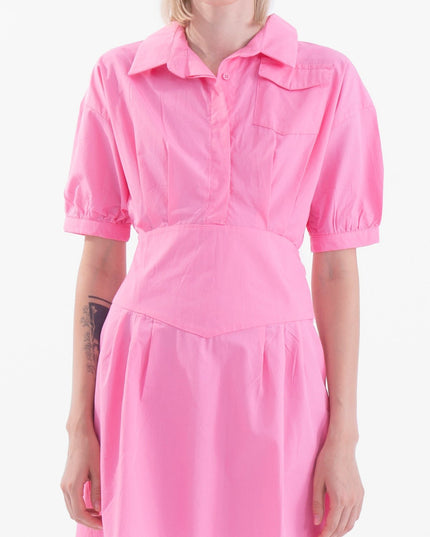 Flare Button-Up Mini Shirt Dress