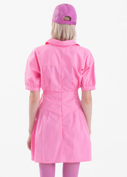 Gaiia Flare Button-Up Mini Shirt Dress