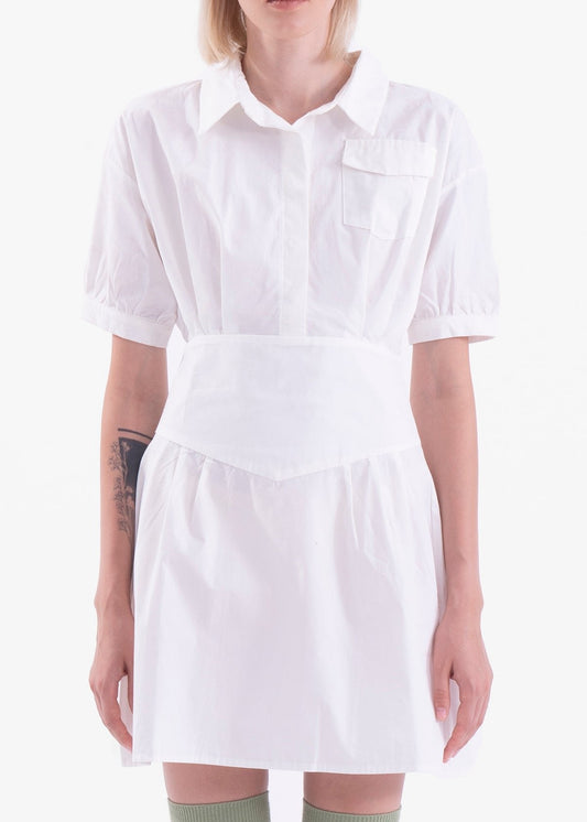Gaiia Flare Button-Up Mini Shirt Dress