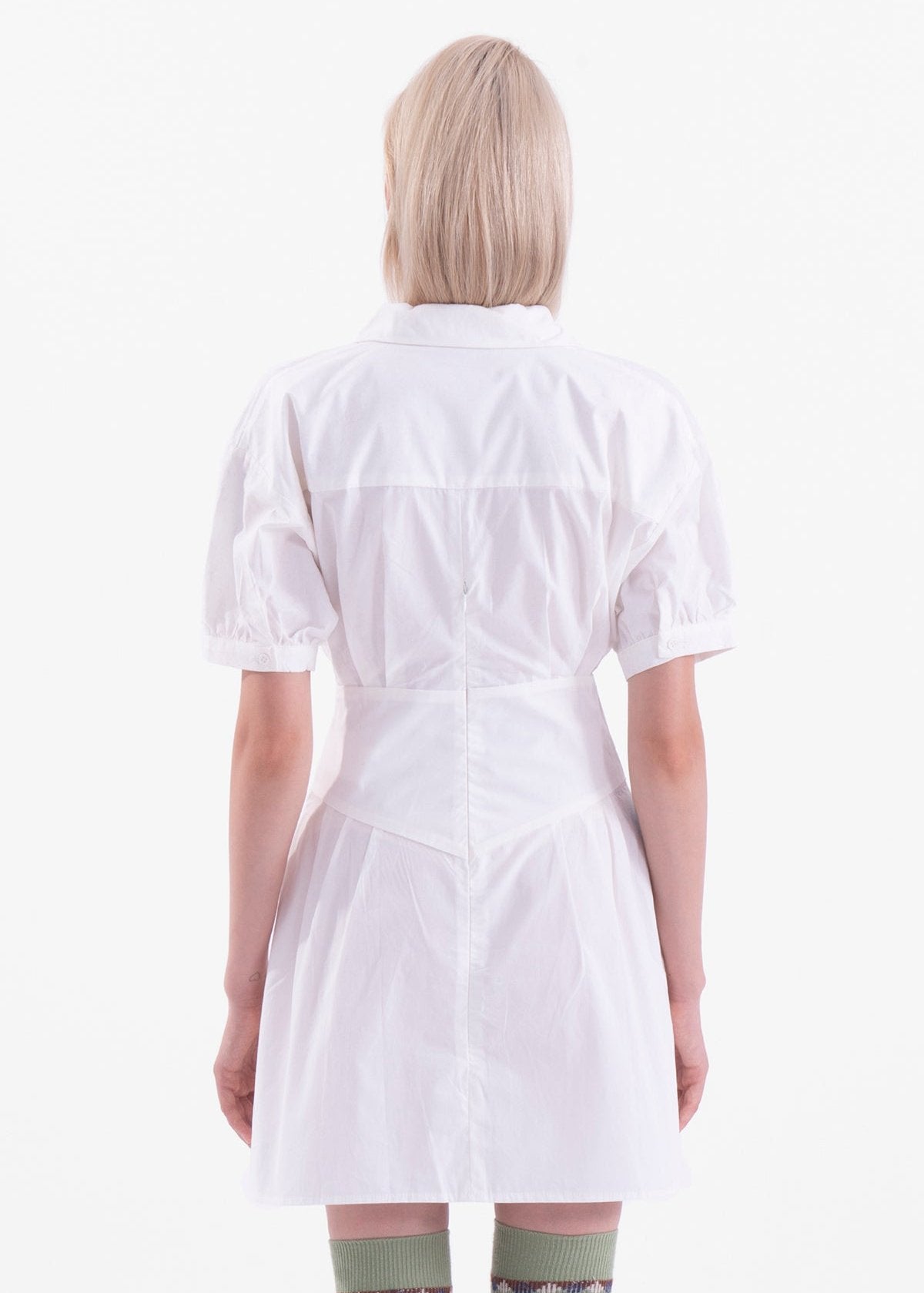 Gaiia Flare Button-Up Mini Shirt Dress