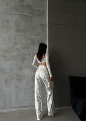 Gaiia Foil Abstract Print Denim Jeans