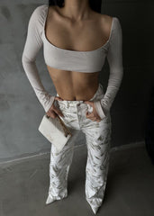 Gaiia Foil Abstract Print Denim Jeans