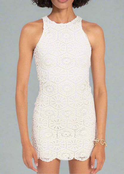 Gaiia Crochet Mini Pencil Dress - Beige