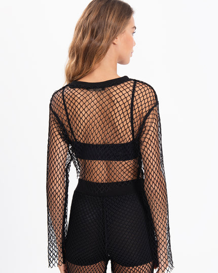 Petite Open Mesh Flare Trousers