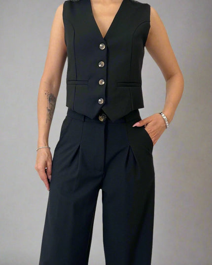 Back Embroidered Vest And Pants Women'S Set