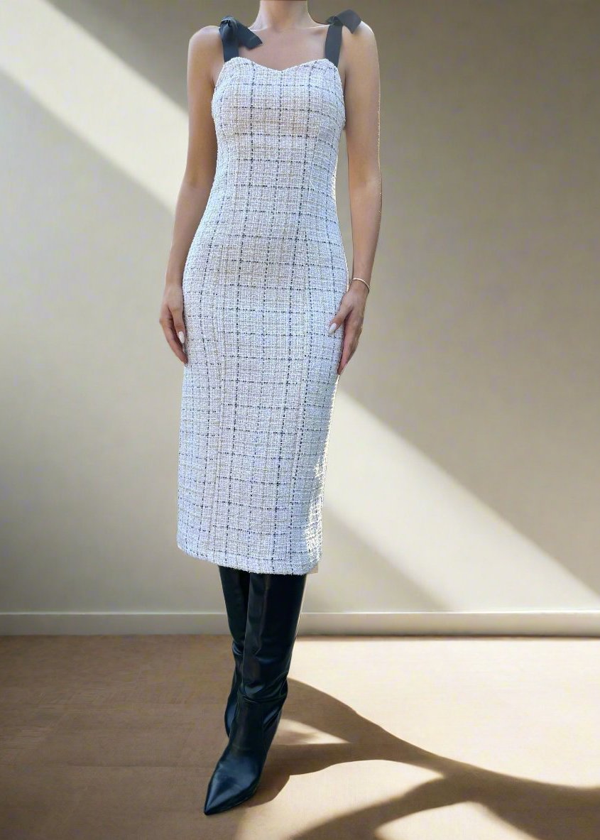 Gaiia Tweed Midi Dress