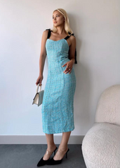 Gaiia Tweed Midi Dress