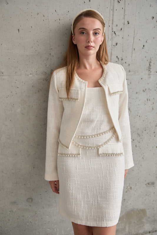 Gaiia Pearl Striped Jacket And Dress Set