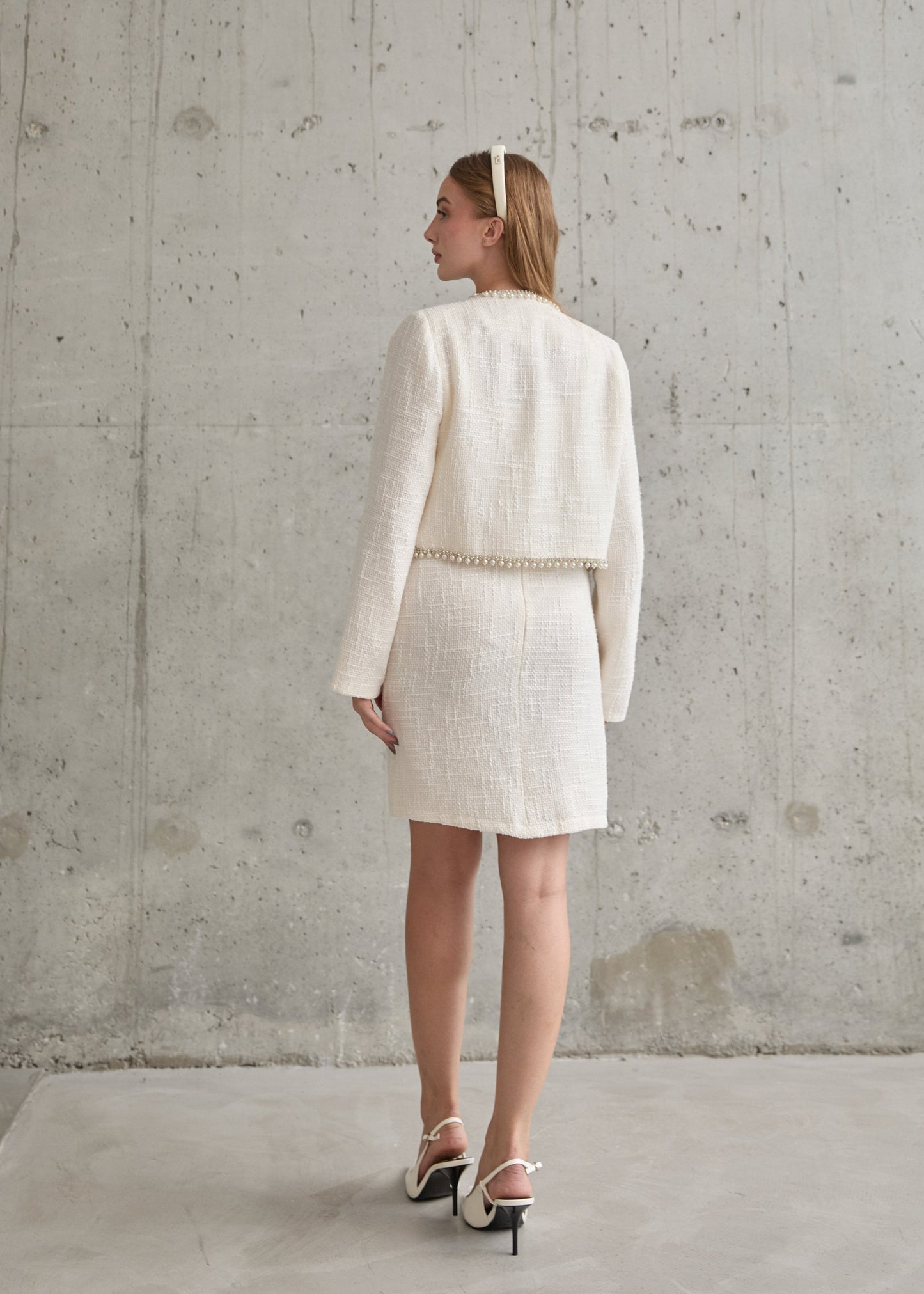 Gaiia Pearl Striped Jacket And Dress Set